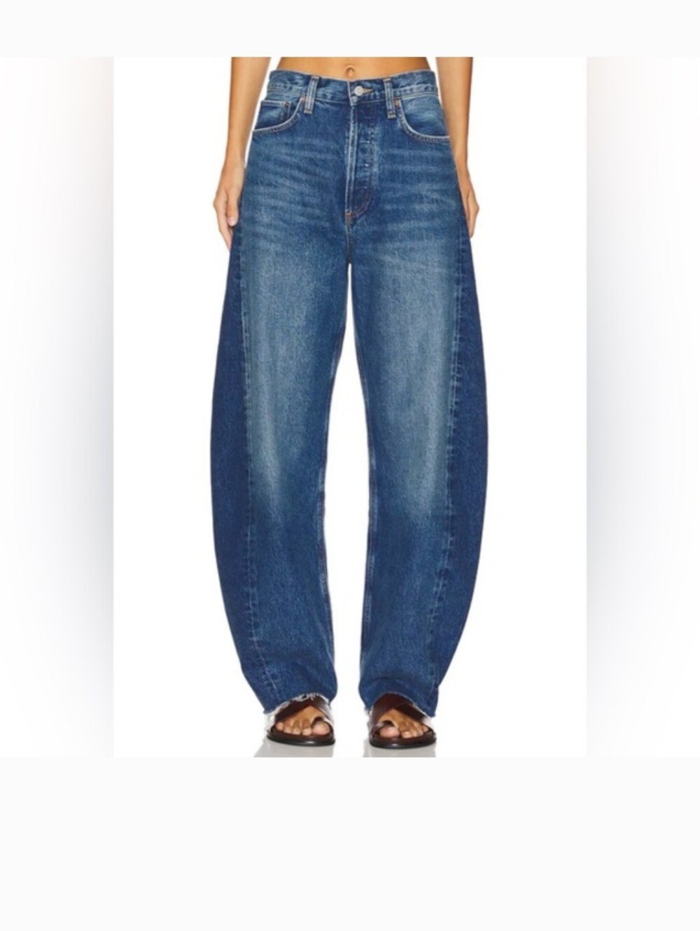 Agolde Luna High Rise Pieced Taper Jeans Womens 24 Blue Medium Wash Denim